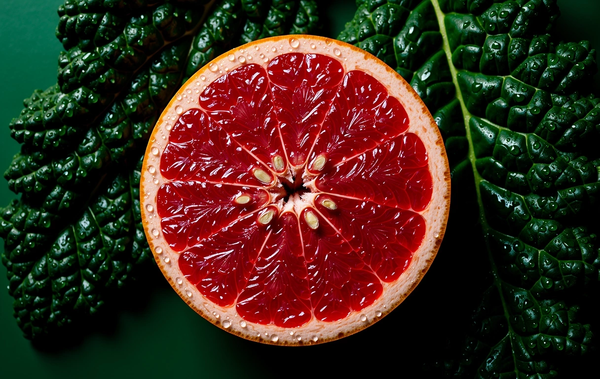 Frische Grapefruit und Grünkohl Macro